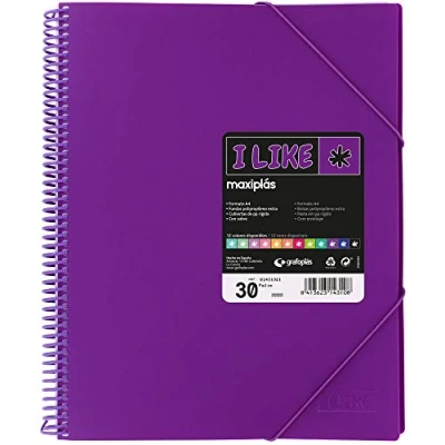 Imagen de Grafoplás Maxiplás I Like Carpetas con Fundas Espiral, 30 Fundas, Morado