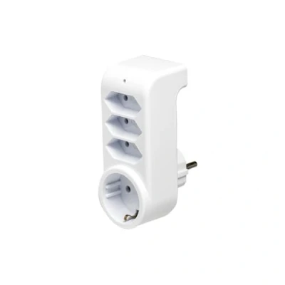 Imagen de Multienchufe adaptador de protección contacto para niños, distribuidor múltiple (4 enchufes 1 Schuko y 3 euro)
