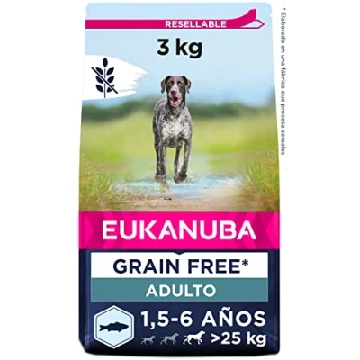 Imagen de Eukanuba Grain Free Alimento para Perros Adultos de Razas Grandes, Receta Baja en Alérgenos, 3 kg