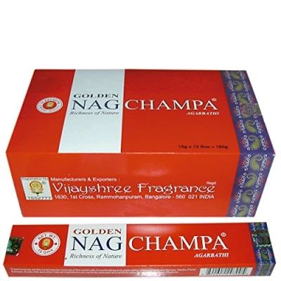 Imagen de Laroom Pack 12 Cajas de Incienso Golden Nag Champa, Compuesto, Multicolor, 22x12.5x6.3 cm, Unidades