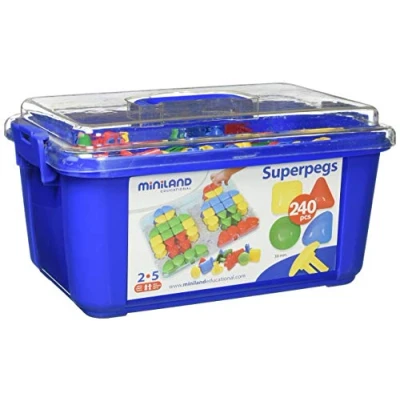 Imagen de Miniland Superpegs (240 Piezas) Primary Colors Pinchos para Pizarra de mosaicos Gigante, Multicolor (95072)