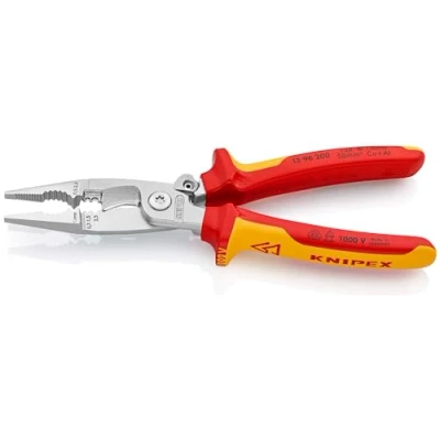 Imagen de Knipex Alicate para instalaciones eléctricas cromado, aislados con fundas multicomponentes, según norma VDE 200 mm 13 96