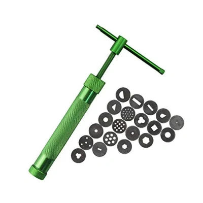 Imagen de extrusora de arcilla acero inoxidable con 20 puntas para decoración pasta azúcar y (verde)
