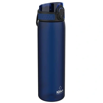 Imagen de Ion8 Botella Agua, 500ml, a Prueba de Fugas, Fácil Abrir, Cerradura Segura, Apta para Lavavajillas, Sin BPA, Asa Transporte, Limpiar, Neutro en Carbono, Azul Marino