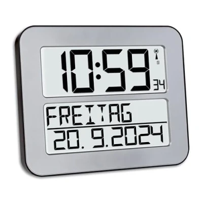 Imagen de TFA Dostmann 60.4512 Timeline MAX Radio Reloj de Pared Digital (Plata)