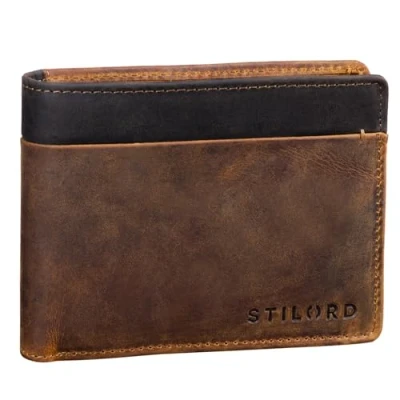 Imagen de STILORD &#039;Sterling&#039; Cartera RFID Hombre Cuero Portamonedas NFC Bloqueo Monedero Clásico Billetera Portatarjetas de Piel Genuino, Color:marrón Medio