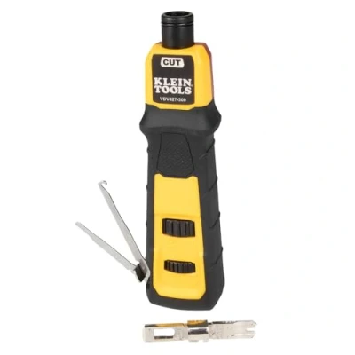 Imagen de Klein Tools VDV427 300 Herramienta de perforación impacto con hoja 66/110, conexiones cable CAT confiables, fuerza ajustable, incluye púa y spudger