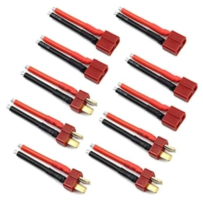 Imagen de 5 pares de conector enchufe T hembra y macho Deans con Cable silicona 14AWG para RC Lipo batería Drone