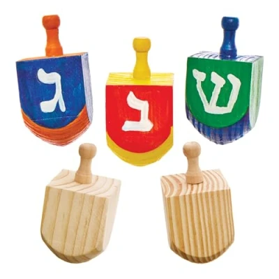 Imagen de Baker Ross FX939 Dreidels de Madera Pack 5, Educación Religiosa Kits Artes y Manualidades para Niños