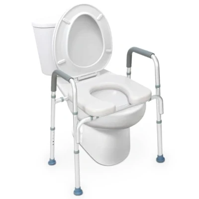 Imagen de HEAO Asiento elevador de inodoro con reposabrazos para personas mayores, altura regulable, soporte discapacitados
