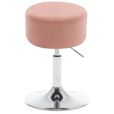 Imagen de WOLTU Taburete Tocador Redondo, Bar Bajo, Silla de Maquillaje Giratoria, Pequeño con Altura Ajustable para Salón, Cafetería y Bistro, Asiento Tapizado en Pana, Rosa, BH409rs 1