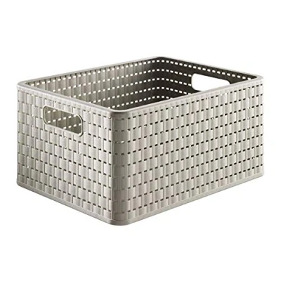 Imagen de Rotho Country Caja de almacenamiento 28l en aspecto ratán, Plástico (PP) sin BPA, capuchino, A4+/28l (43.0 x 33.0 21.5 cm)
