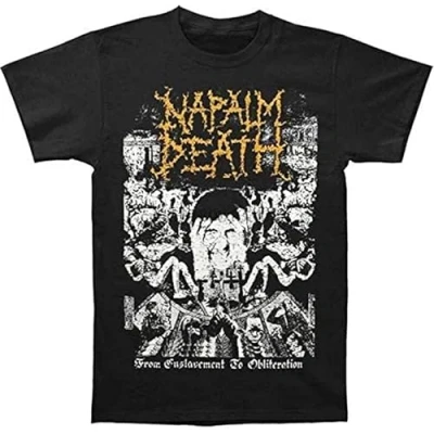 Imagen de Napalm Death Men&#039;s from Enslavement to Obliteration Vintage T Shirt Black tee