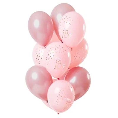 Imagen de Folat Globos Elegante Rubor Exuberante Años 30cm 12 piezas, color rosado, Número 18 (67618)