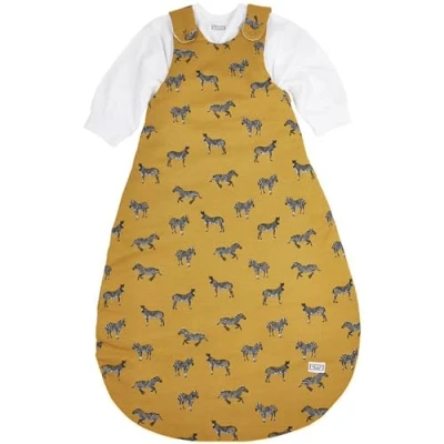 Imagen de MEYCO Saco de dormir baby animal zebra 2 piezas, forrado (de algodón 100%, con cremallera perimetral, agradable a la piel, resistente las arrugas, tamaño: 68/74), oro miel