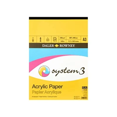Imagen de Daler Rowney System 3 Bloc Encolado Retrato Para Acrílico A3 230G/M² 20 hojas