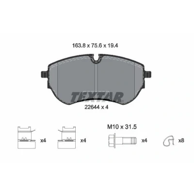 Imagen de TEXTAR 2264401 Juego de pastillas freno no preparado para indicador desgaste con tornillos pinza accesorios VOLKSWAGEN: Amarok Pick up