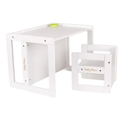 Imagen de KiddyMoon Set Reversible De Mesa Y Silla para Niños TC 002, Blanco