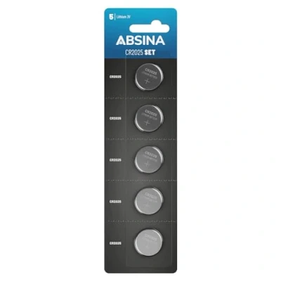 Imagen de ABSINA 5X CR2025 3V Lithium Battery Pila 2025 a Prueba de Fugas y Duradera 3V, CR Boton, Boton CR2025, Pilas Battery, bateria Litio