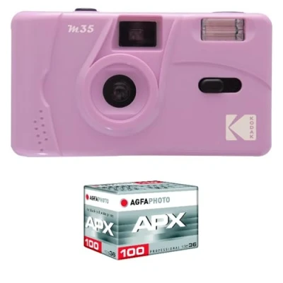 Imagen de KODAK Cámara Recargable M35 35 mm, Color Morado + película sin ISO ISO, Captura Tus Momentos con Elegancia y Creatividad, la Esencia de Recuerdos inolvidables