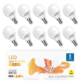 Imagen de Aigostar 10 x Bombilla LED E14 Luz Cálida, 5W 3000K 420lm, Bombillas Cálido Casquillo Fino, Bajo consumo, Ahorro de energía, CRI&gt; 80, No Regulable Caja Unidades