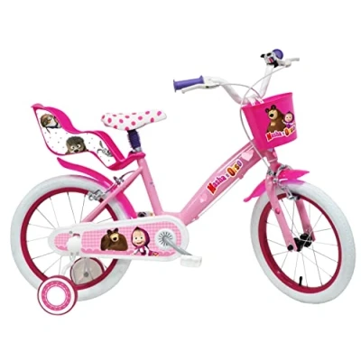 Imagen de Masha and Bear, Bicicleta para niñas, Rosa, Blanco, 16&quot; Pulgadas