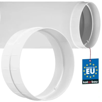 Imagen de KOTARBAU® Empalme para tubo de 150 mm redondo, Conector tubos, Pieza unión, Conducto redondo Blanco, Elemento conexión, Sistema ventilación, plástico tuberías