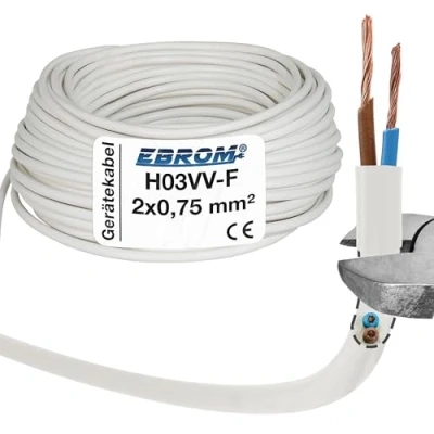 Imagen de Ligero (H03 VV F, 2 x 0,75 mm², 25 m, color blanco G0,75 mm2, Pasa Cables Electricos