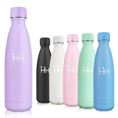 Imagen de Motswedi Botella Agua Acero Inoxidable, 0.5L Sin BPA, Termica, Mantener 12H Caliente/24 Frío, Cantimplora, Prueba de Fugas, para Deporte, Oficina, Yoga, Ciclismo, Violeta Claro