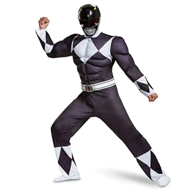 Imagen de DISGUISE 79733C Black Ranger Disfraz clásico para adulto, talla XXL, color negro