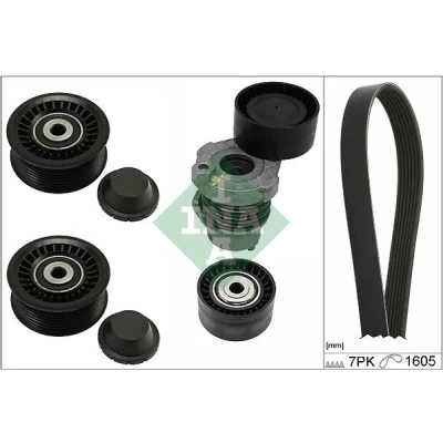 Imagen de INA 529 0316 10 Juego de correas trapeciales poli V Revisar/sustituir poleas libres del alternador RENAULT: SCENIC 3, GRAND MEGANE 3 Coupe