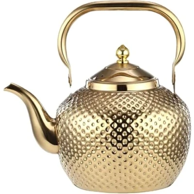 Imagen de SANQIAHOME 2,0 litros Tetera de acero inoxidable con Filtro para infusiones extraíble,Cafetera, dorado