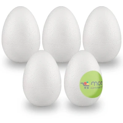 Imagen de MCE Commerce A331005 Juego de 5 Huevos poliestireno (10 cm), Color Blanco