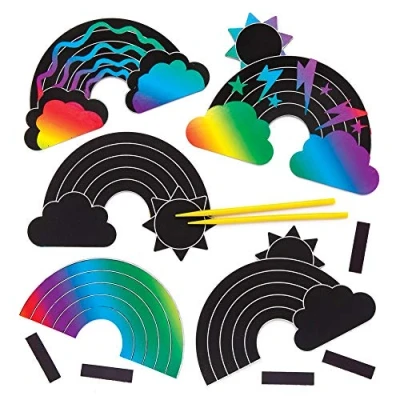 Imagen de Baker Ross Imanes de Arco Iris Para Rascar (Pack 10), Papel Colores que los Niños Decoren en Manualidades