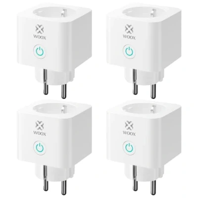 Imagen de Woox Enchufe Inteligente wifi 4 Pack, Monitor De Consumo 16A, Certificado TÜV, Control Remoto, Voz, Temporizador enchufe，Compatible con Alexa Google Home, 2.4 Ghz