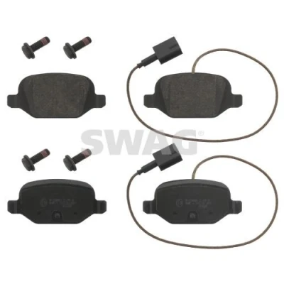 Imagen de SWAG 70 91 6856 juego de pastillas freno Eje trasero con contacto avisador desgaste tornillos FIAT: 500 Hatchback
