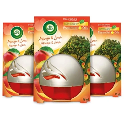 Imagen de Air Wick Decosphere Ambientador Casa Para Baño, Con Aroma A Mango Y Lima Pack De 3