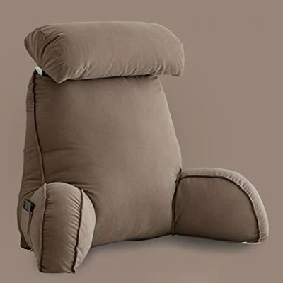Imagen de CLEMMO Almohada de Lectura con Reposabrazos,Cojin Lumbar y Almohada,Funda Lavable,con para el Cuello Bolsillo,Ideal como Respaldo Libros o Juegos