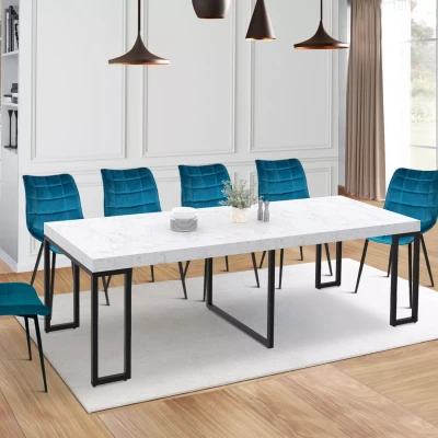 Imagen de IDMarket Mesa consola extensible Alaska para 10 personas, 235 cm, efecto mármol blanco