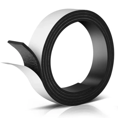 Imagen de Romon Cinta Magnética Autoadhesiva, Rollo De Imantada Adhesiva (1 Metro), Tiras Magnéticas Extra Gruesas y Anchas con Fuerte Respaldo Autoadhesivo, Fácil Cortar Pegar a Superficies Planas