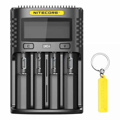 Imagen de NITECORE UMS4 Cargador de batería rápido inteligente QC 4 ranuras para Li Ion/IMR/LiFePO4/Ni MH/Ni Cd 14500 16340 18350 18650 20700 21700 AA AAA con etiqueta