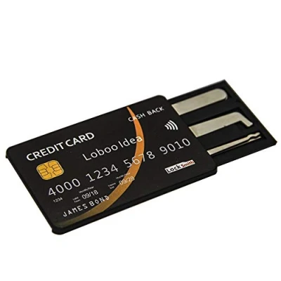 Imagen de Loboo Idea Kit de herramientas selección cerradura tarjeta crédito, cerrajería para práctica entrenamiento, principiantes, cerraduras (negro)