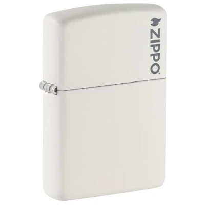 Imagen de Zippo White Matte Logo Mechero, Unisex, Blanco, 3.5x1x5.5 cm