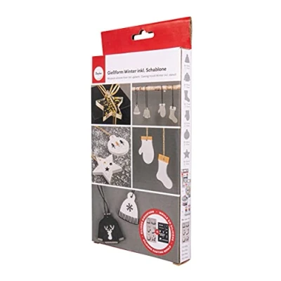 Imagen de Rayher Molde de silicona para Navidad con plantilla A5, 14x26x1 cm, 6 figuras, 36112000