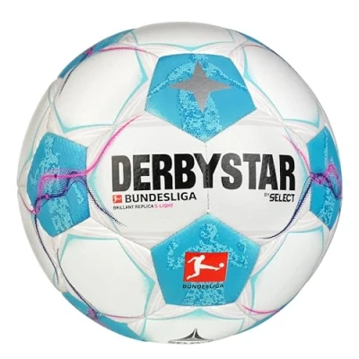 Imagen de Derbystar Bundesliga Brillant Replica S Balón, Juventud Unisex, Blanco/Azul/Rosa, 5