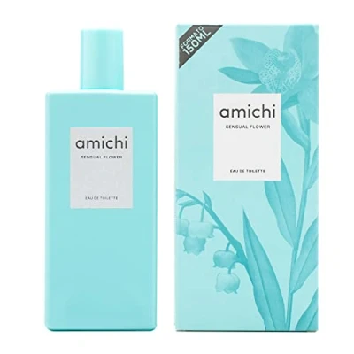 Imagen de AMICHI Sensual Flower, Colonia Mujer, 150 ml, Perfume Formato Spray, Eau de Toilette Femenina, Agua Fresca, Fragancia Floral Afrutada, Aroma Seductor Larga Duración
