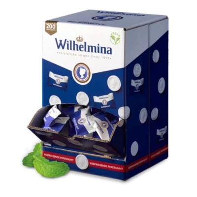 Imagen de Wilhelmina Pepermunt Menta Envuelta Individualmente Caramelos Holandeses 200 Pack 1000 Gramo Total