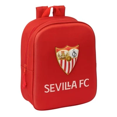 Imagen de Safta SEVILLA FC 3D Mochila de Guardería 3D, Adaptable a Carro, Fácil Limpieza, Ideal para Niños Diferentes Edades, Cómoda y Versátil, Calidad Resistencia, 22x10x27 cm, Color Rojo