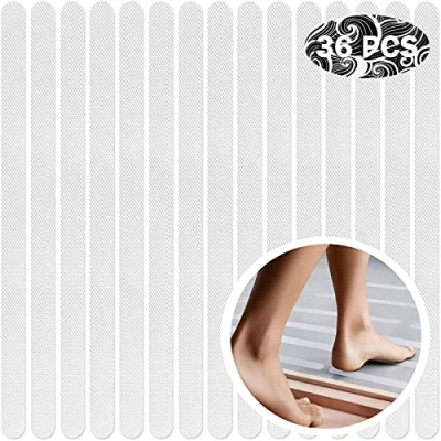 Imagen de FIBOUND 36 pcs Pegatinas Antideslizantes, Autoadhesivo Tiras Antideslizantes bañera, Ducha y Escalera Cinta Adhesiva bañera Transparente,lfombra Adultos, niños bebé 38 x 2cm