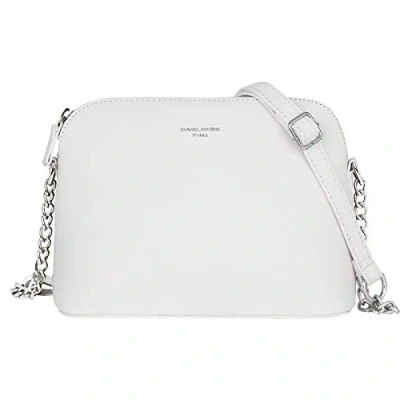 Imagen de David Jones Bolso Bandolera para mujer de mano con cadena plateada hombro piel sintética rígida ciudad, viaje compras moda chic, blanco, Taille